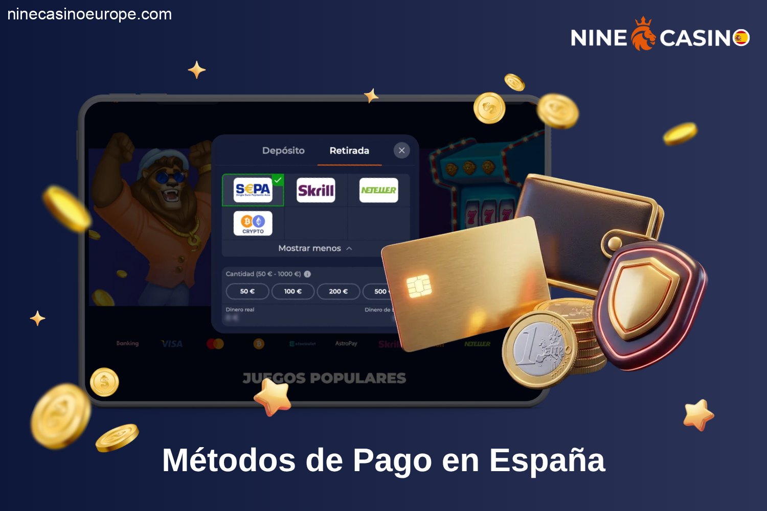 Métodos de pago en España en Nine Casino depósitos y retiros