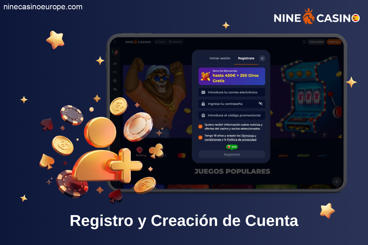 Registro y creación de cuenta en Nine Casino España